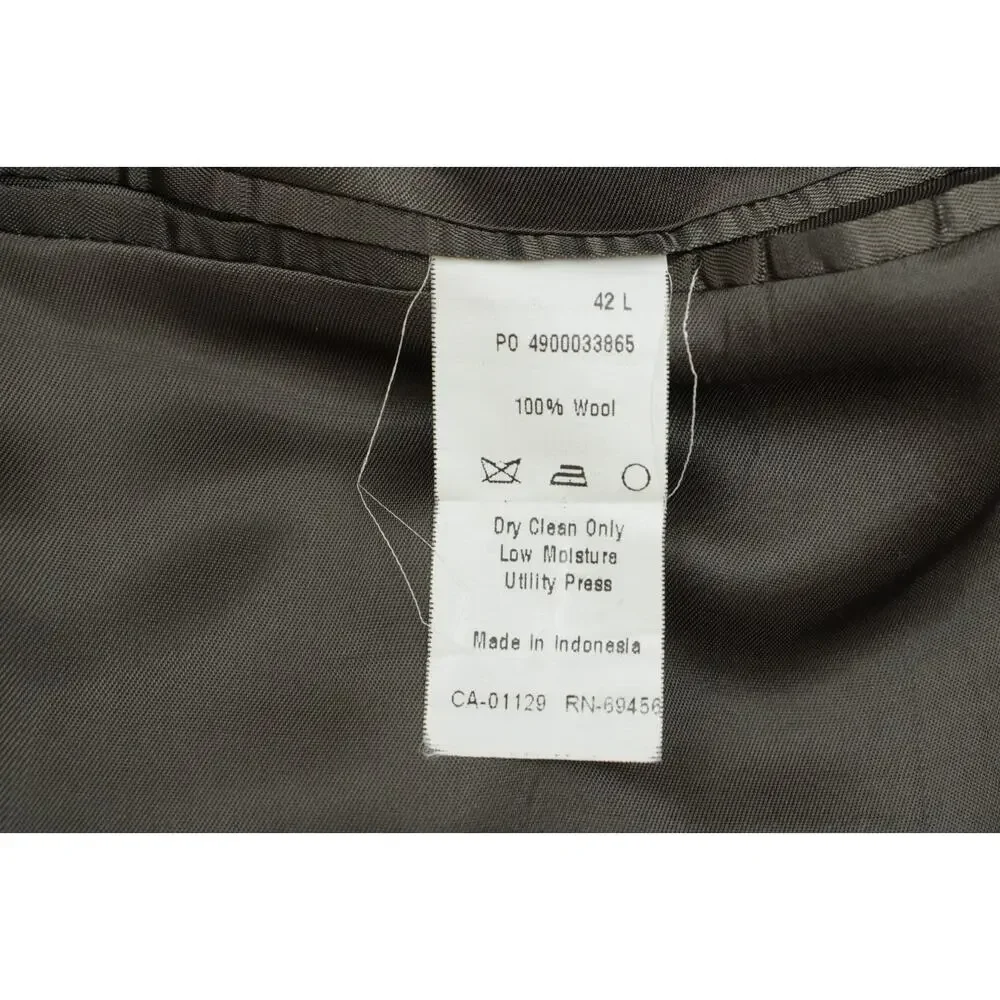 Calvin Klein Blazer Mens 42L Brown 100% Wool Peak Label